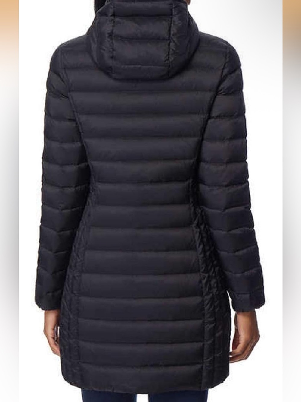 Aventure Long Down Filled Puffer Coat Hooded Black Winter Jacket - Picture 2 of 12